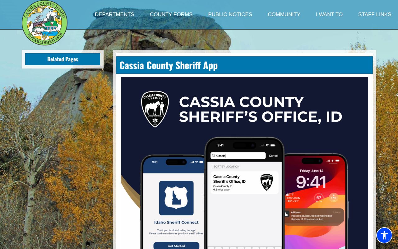 Cassia County Sheriff arrest information app page
